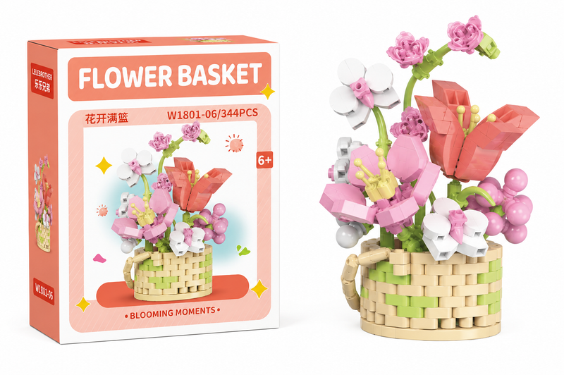 Klocki koszyk kwiatów Flower Basket 344 el prezent dekoracja model 3D 6+