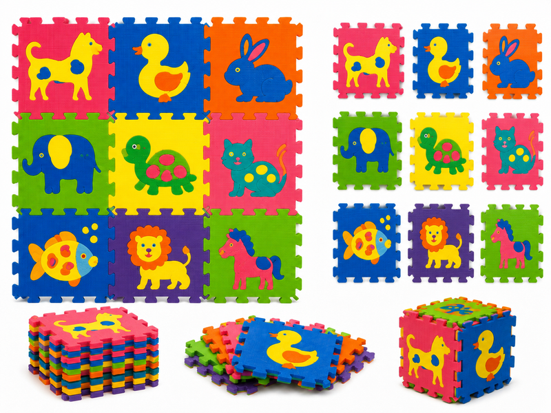 Mata Piankowa Edukacyjna 30x30 cm – Miękka Mata Puzzle dla Dzieci
