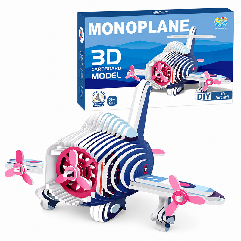 Zestaw DIY Kartonowe Puzzle 3D Samolot Monoplane Model Edu 3+ Prezent