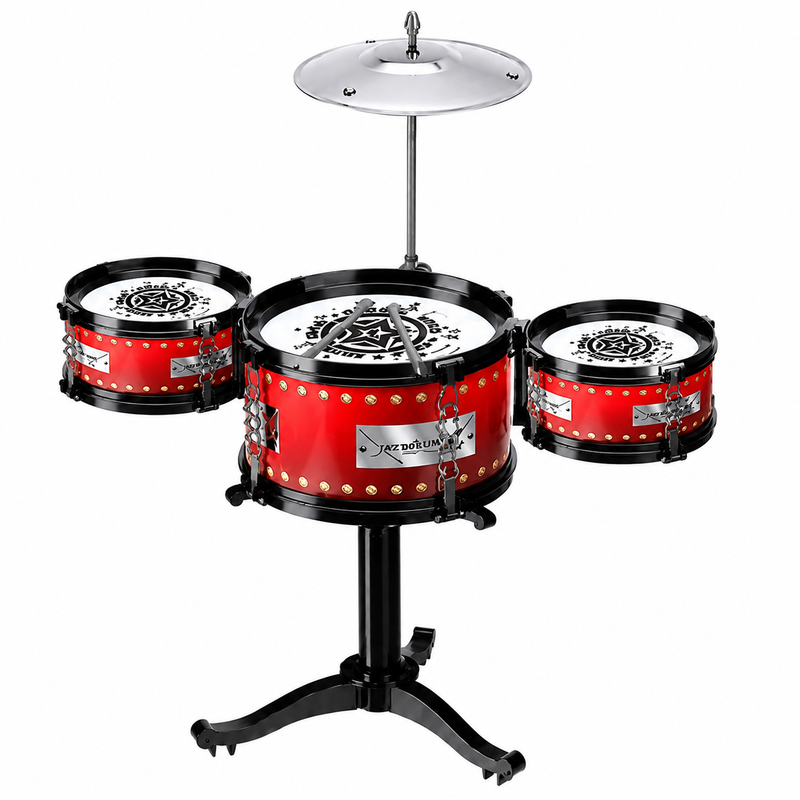 PERKUSJA DLA DZIECI JAZZ DRUM Zestaw Bębnów + Talerz | Instrument Muzyczny
