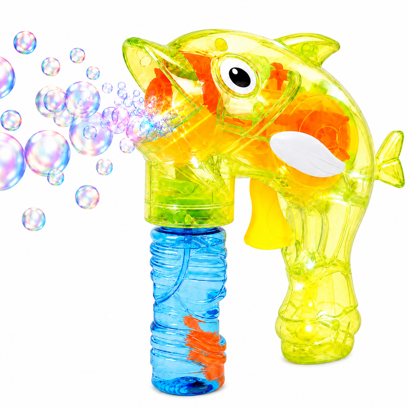 Pistolet do baniek MYDLANYCH Delfin Bubble Gun LED 2x płyn