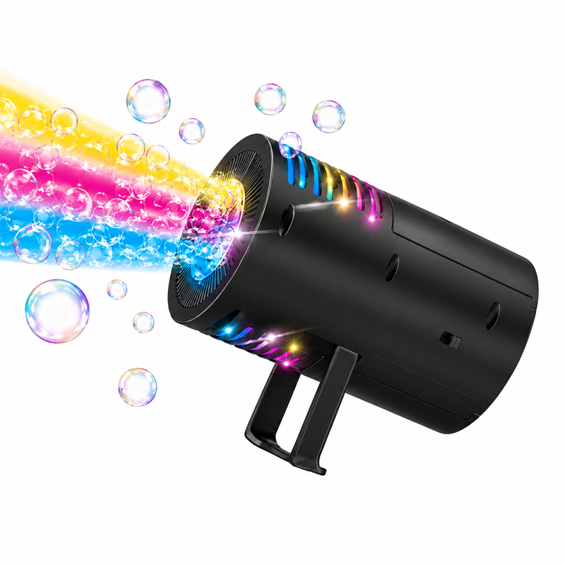 Pistolet Maszyna do Baniek Mydlanych LED Bubble Machine 7 Kolorów