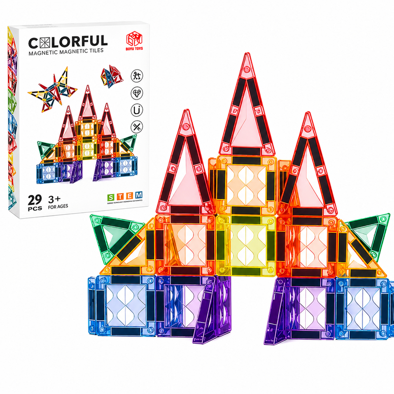 KLOCKI MAGNETYCZNE 3D KONSTRUKCYJNE STEM EDUKACYJNE 29el PREZENT Dla Dzieci