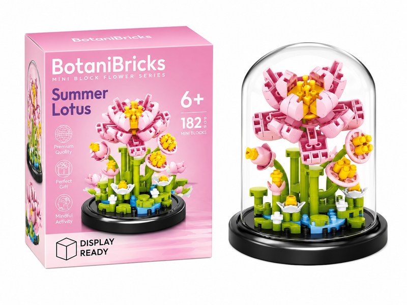 Klocki BotaniBricks Lotos letni pod kloszem 182 el klocki dekoracja 6+