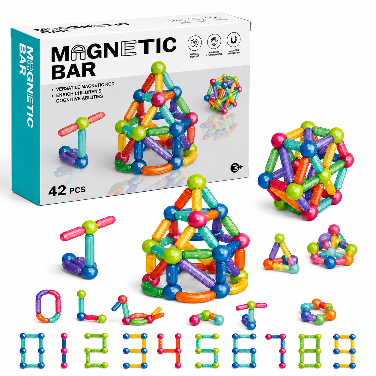 Patyczki Magnetyczne i Kulki Zestaw Konstrukcyjny 3D 42el Edu Prezent 3+