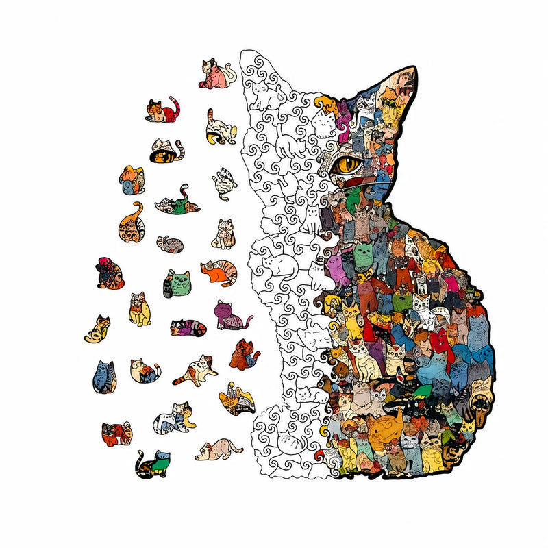 Puzzle Drewniane Kot 194el Skarbonka 2w1 Wacocetoy Unikalny Kształt Prezent
