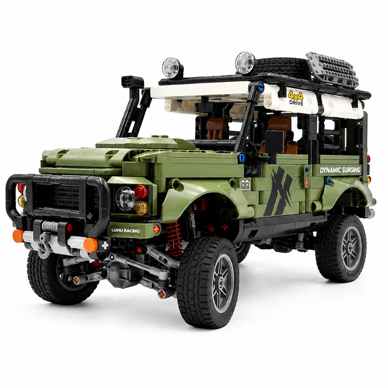 Klocki konstrukcyjne Samochód Terenowy 4x4 Zielony 1:14 Pull-Back – 768 elementów