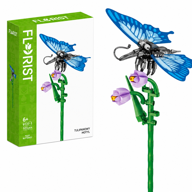 KLOCKI FLORIST TULIP BUTTERFLY 103 EL MODEL DIY DEKOR PREZENT DOM TOP 3D XL