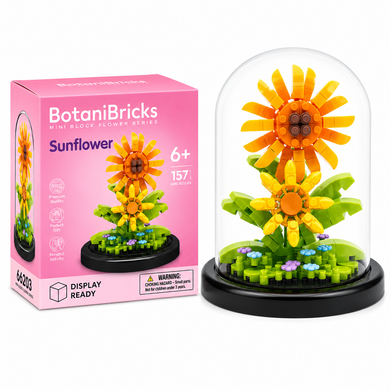 BotaniBricks Słonecznik z klocków pod kloszem 157 el prezent sunflower 6+