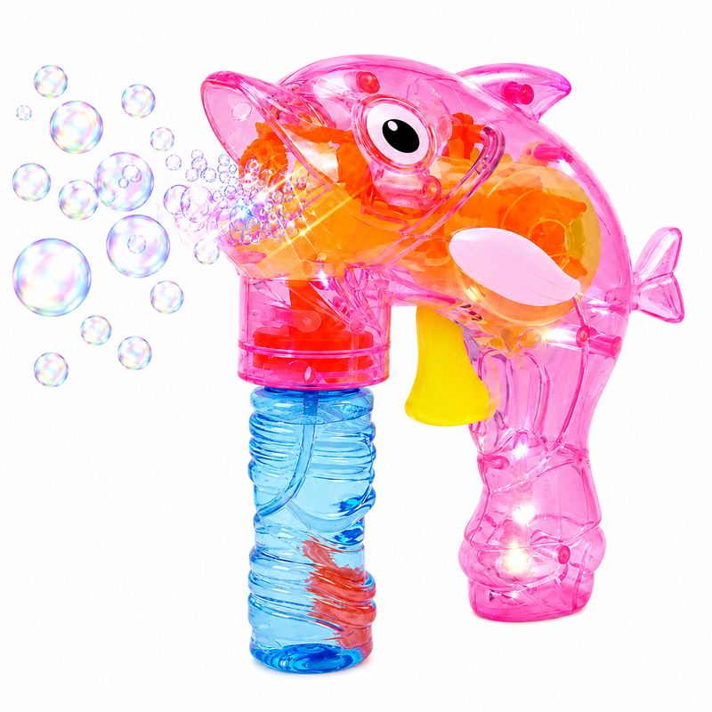 Pistolet do baniek MYDLANYCH Delfin Bubble Gun LED 2x płyn
