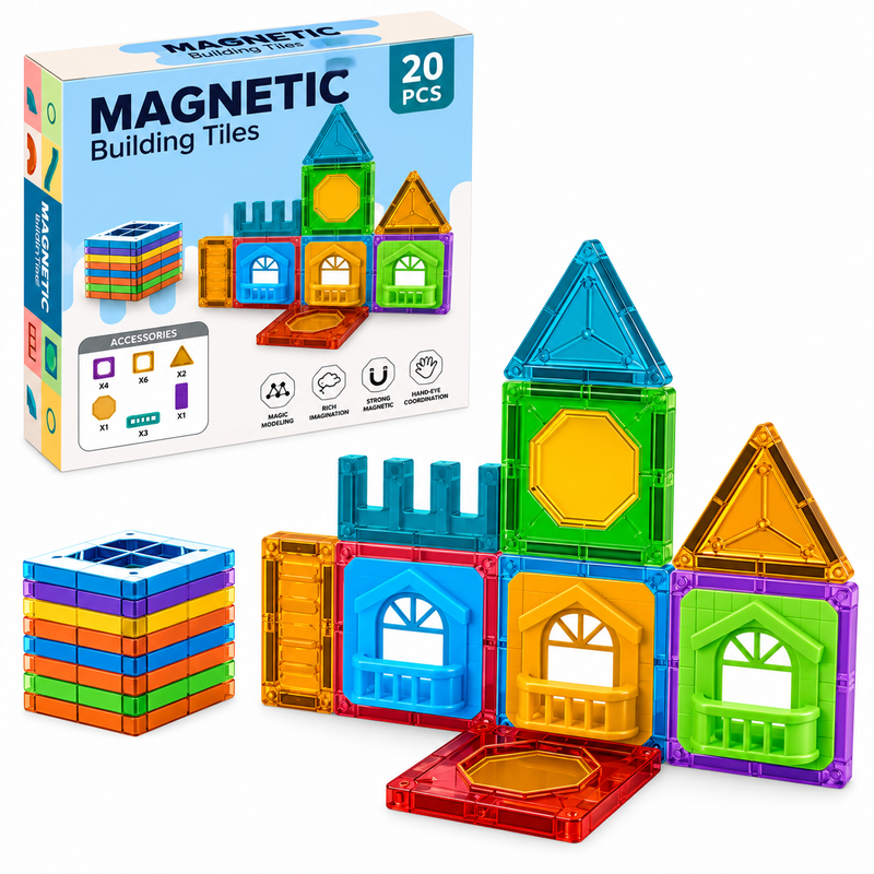 KLOCKI MAGNETYCZNE KONSTRUKCYJNE 3D 20el Zamek ZESTAW EDUKACYJNY PREZENT 3+