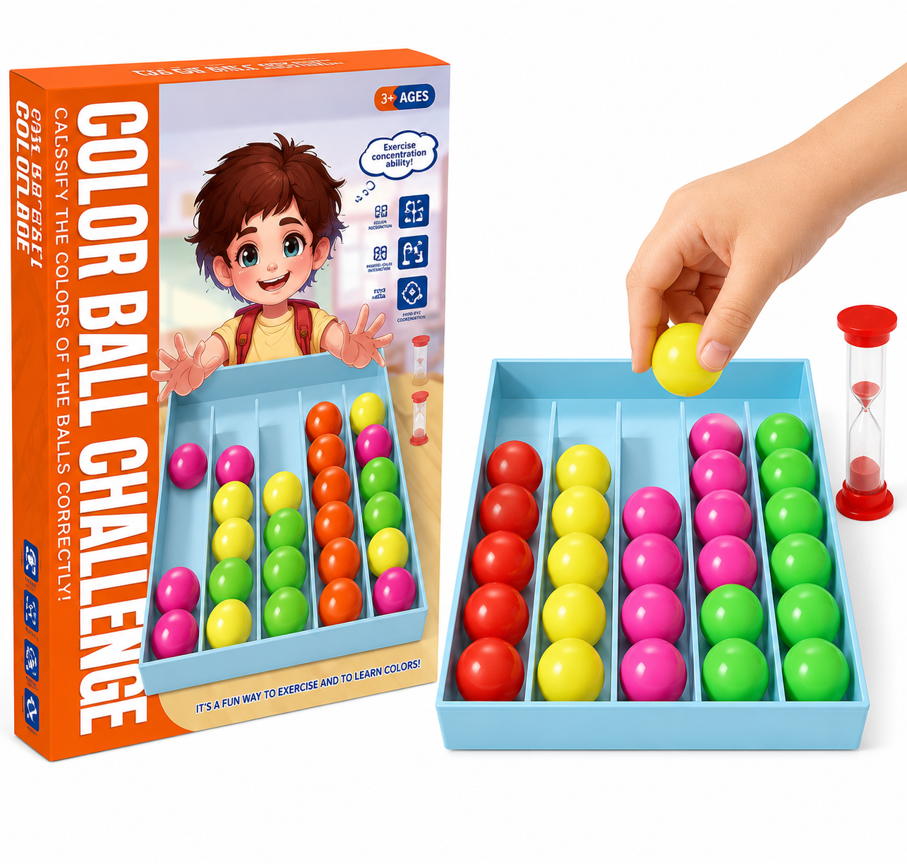 Gra edukacyjna Color Ball Challenge sortowanie kulek Montessori 3+