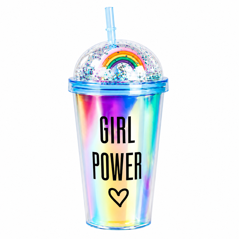 KUBEK ZE SŁONKĄ I POKRYWKĄ CHAMELEON 450ML TUMBLER RAINBOW XXL