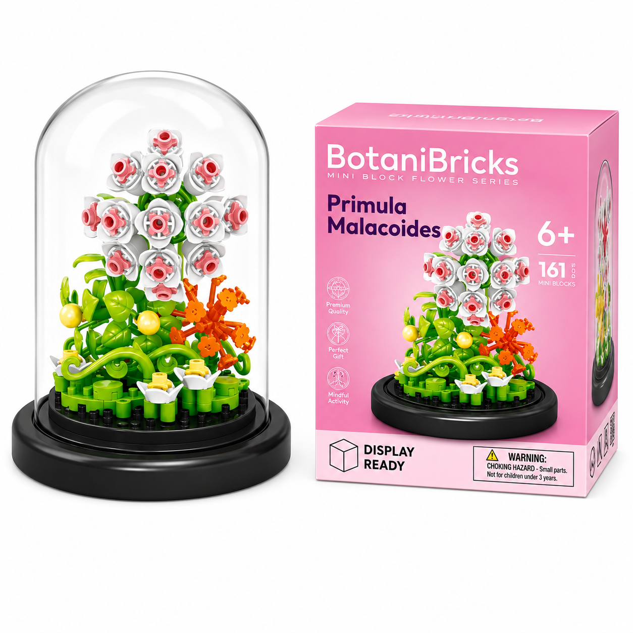 Klocki BotaniBricks Pierwiosnek ślimakowaty pod kloszem 161 el prezent 6+