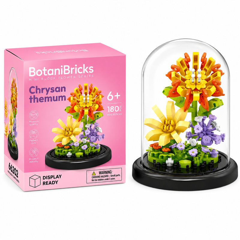 Klocki BotaniBricks Chryzantema pod kloszem 180 el prezent dekoracja 6+