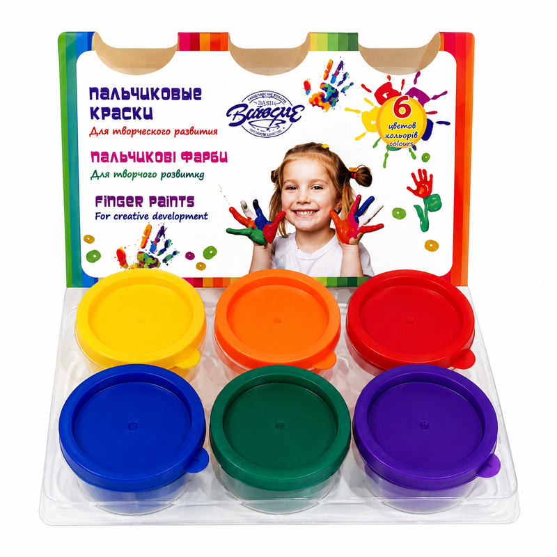 WASHABLE FINGER PAINTS FOR CHILDREN 6 COLOUR SET