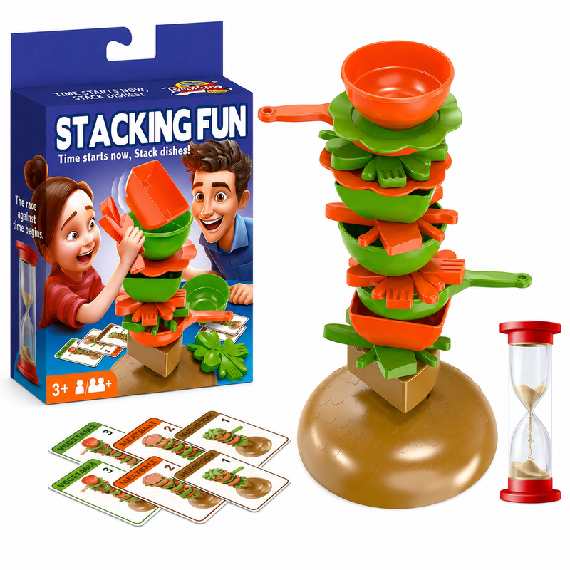 STACKING FUN ARCADE GAME BURGER DISH STACKING HOURGLASS FOR CHILDREN