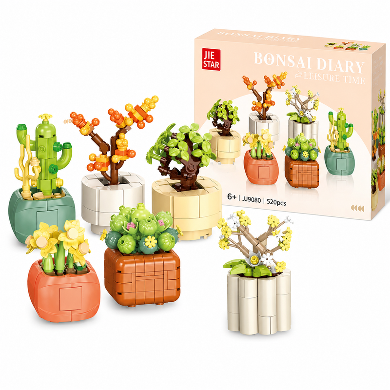 KLOCKI BONSAI DIARY ZESTAW ROŚLIN W DONICZKACH 520 EL PREZENT DIY DEKORACJA