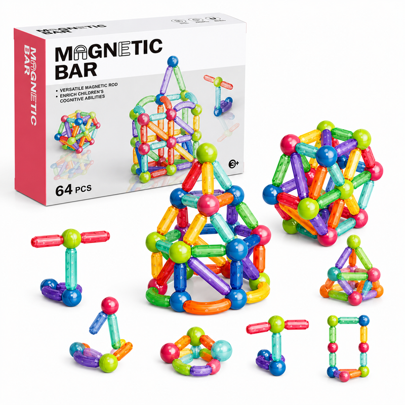 Patyczki Magnetyczne i Kulki Zestaw Konstrukcyjny 3D 64el Edu Prezent 3+