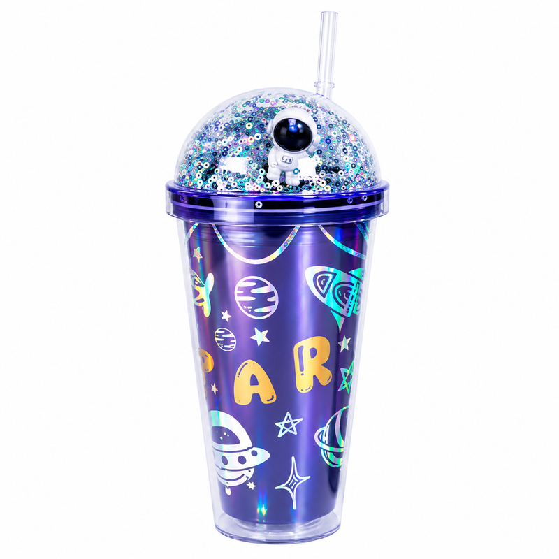 KUBEK ZE SŁONKĄ I POKRYWKĄ CHAMELEON 450ML TUMBLER KOSMOS XXL