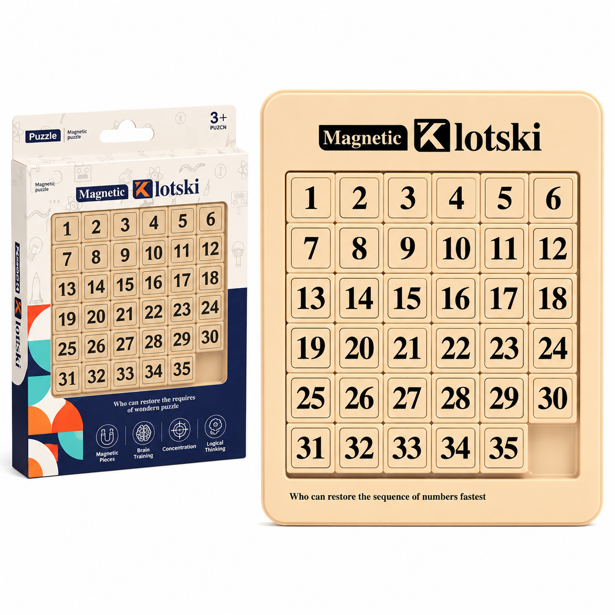 35 Puzzle Klotski gra logiczna dla dzieci magnetyczna edukacyjna łamigłówka