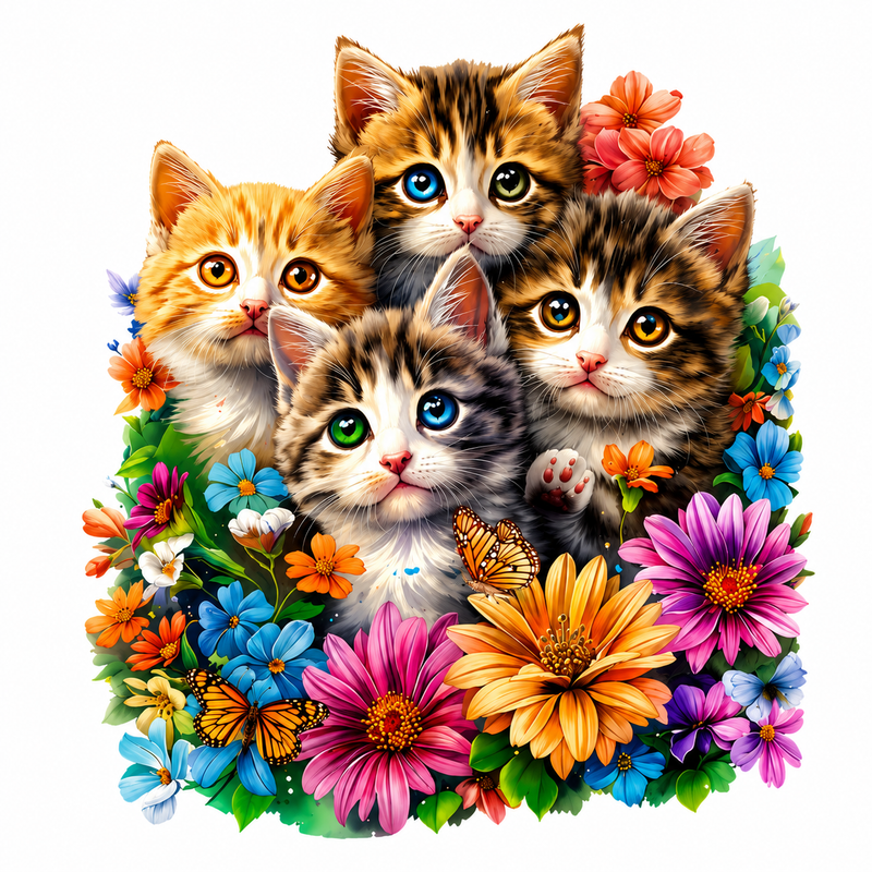 木制拼图 猫 花 独特形状 动物 礼物 135块 A4