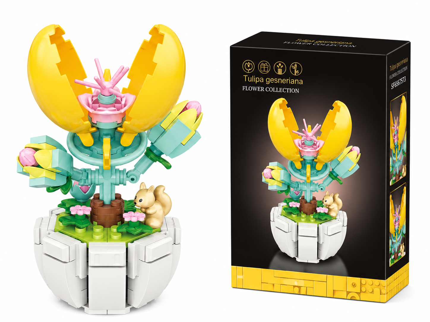KLOCKI KWIAT TULIPA GESNERIANA 148 EL DIY DEKOR PREZENT MODEL 3D DOM