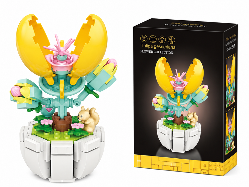 KLOCKI KWIAT TULIPA GESNERIANA 148 EL DIY DEKOR PREZENT MODEL 3D DOM