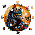 Drewniane Puzzle Kot Kolorowy Motyl Unikalne Kształty Zwierzęta 135el A4