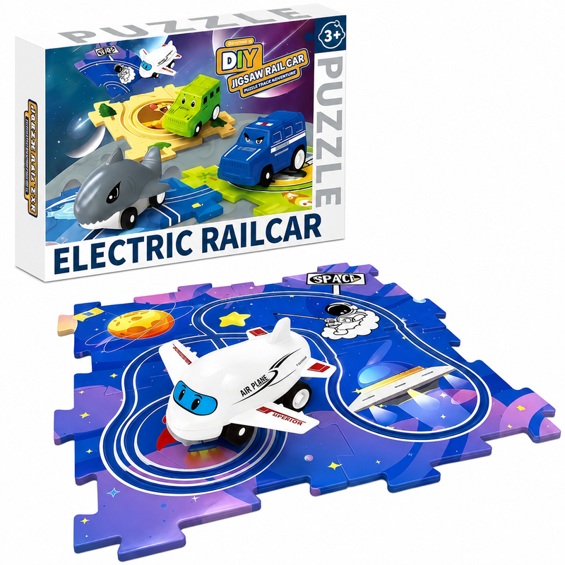 Edukacyjna Układanka Tor Samolotowy DIY Jigsaw Rail Car Prezent dla Dzieci