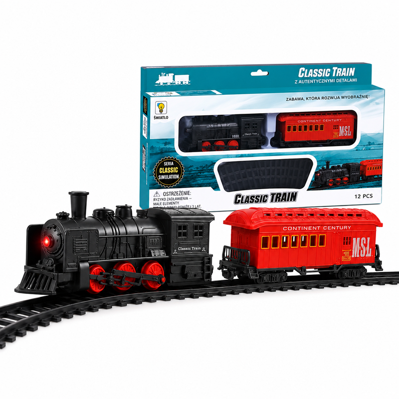 Kolejka Elektryczna Classic Train Pociąg + Światło + Tory 204 cm