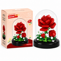 KLOCKI KWIATY WIECZNA RÓŻA W KLOSZU MINI BLOKI DIY PREZENT 182 EL DEKORACJA