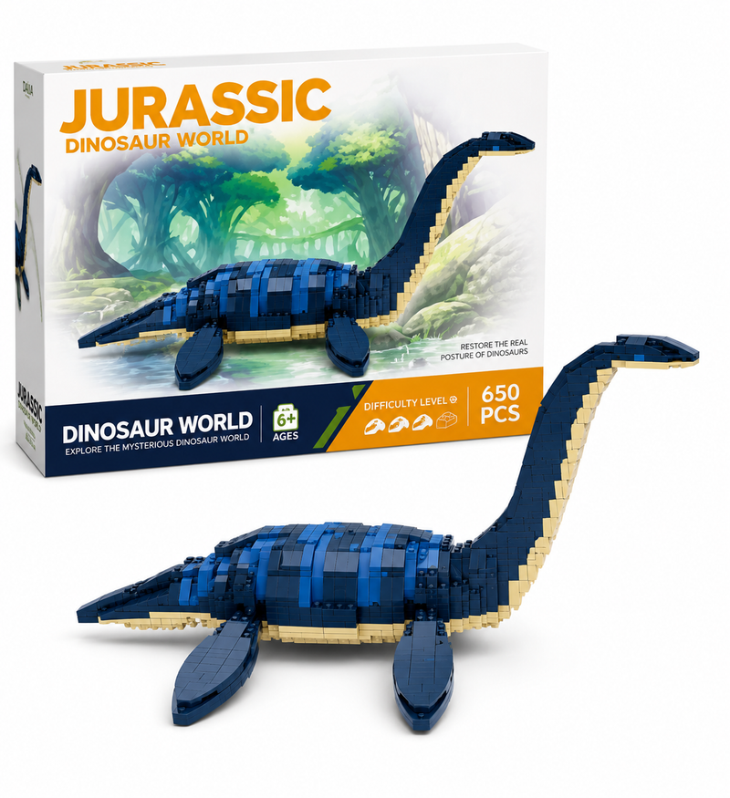 Klocki Konstrukcyjne Jurassic 658 el. Plezjozaur Model 3D