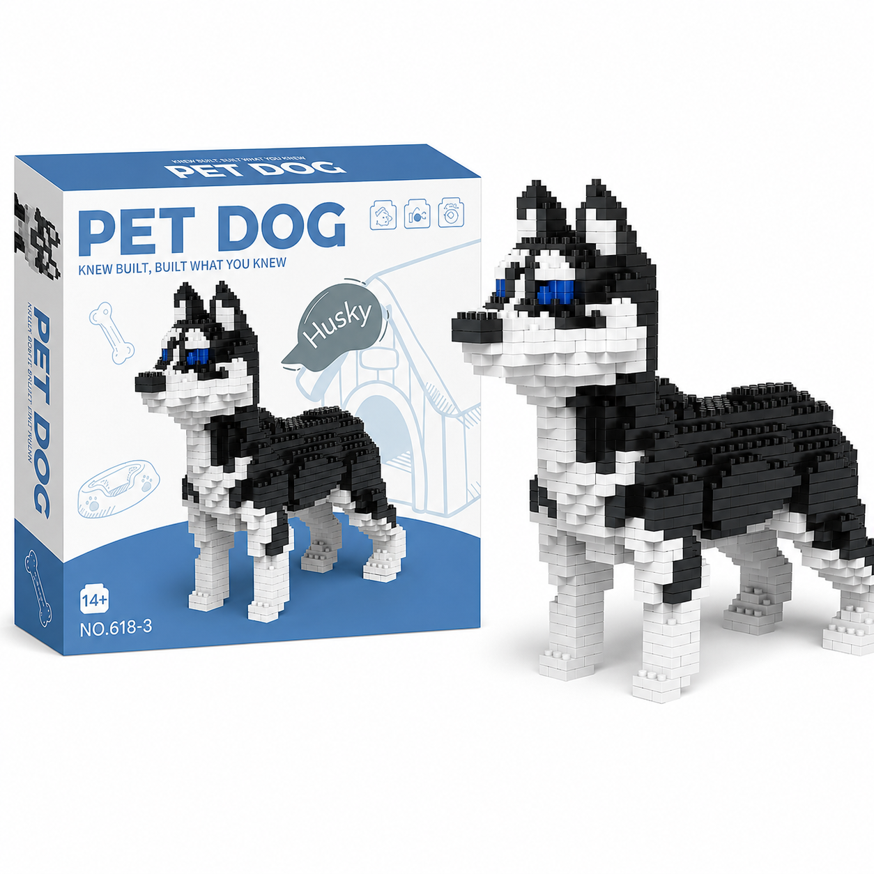 Klocki Konstrukcyjne Pies HUSKY Figurka 3D Zestaw 950 elementów