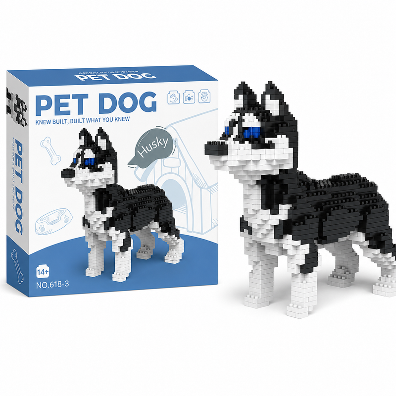 Klocki Konstrukcyjne Pies HUSKY Figurka 3D Zestaw 950 elementów