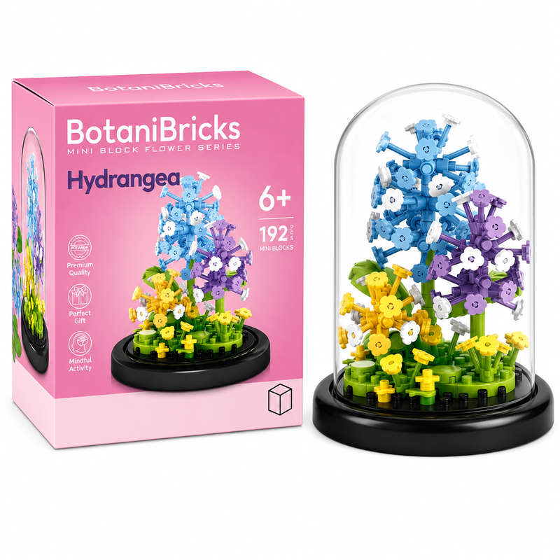 Klocki BotaniBricks Hortensja pod kloszem 180 el prezent dekoracja 6+