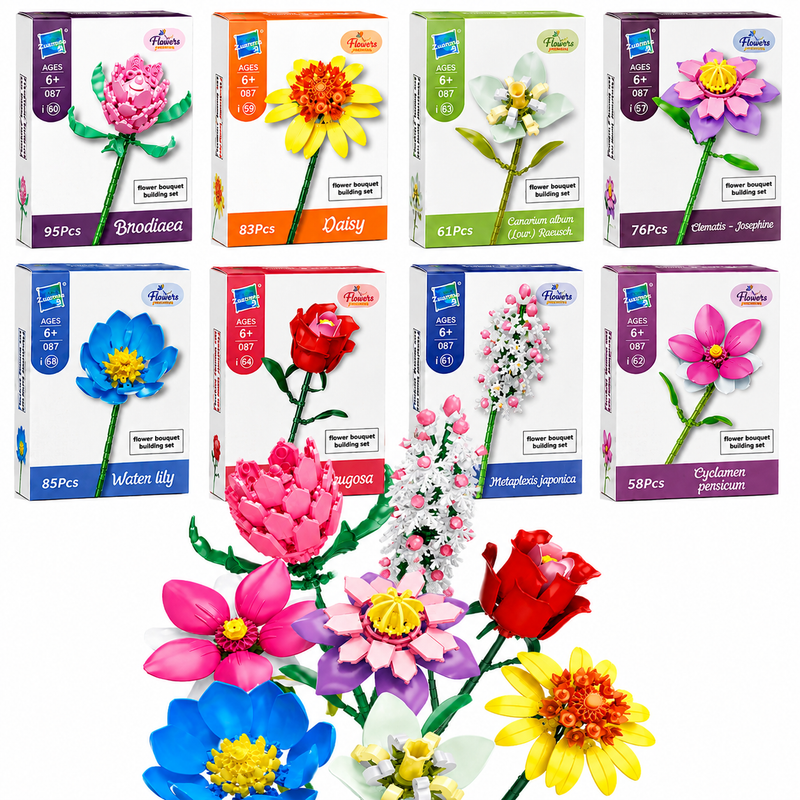 Klocki Bukiet Kwiatów 600 el. – ZESTAW 8 Kwiatów Bloom