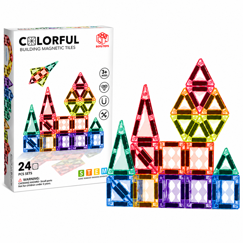 KLOCKI MAGNETYCZNE 3D KONSTRUKCYJNE STEM EDUKACYJNE 24el PREZENT Dla Dzieci