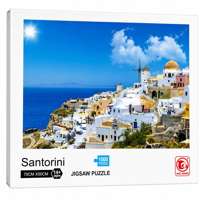 Puzzle 1000 Santorini Grecja Wiatraki Widok na Morze 70x50cm
