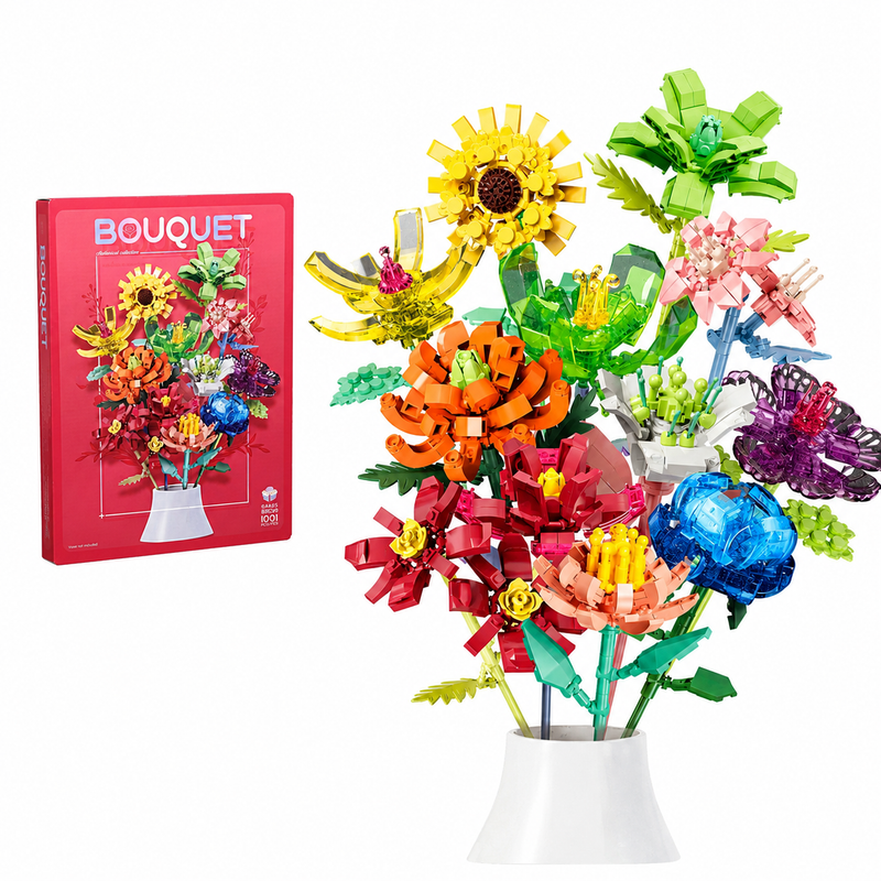 Klocki bukiet kwiatów 1001 el. 3D ozdoba dekoracja DIY prezent 6+ lat