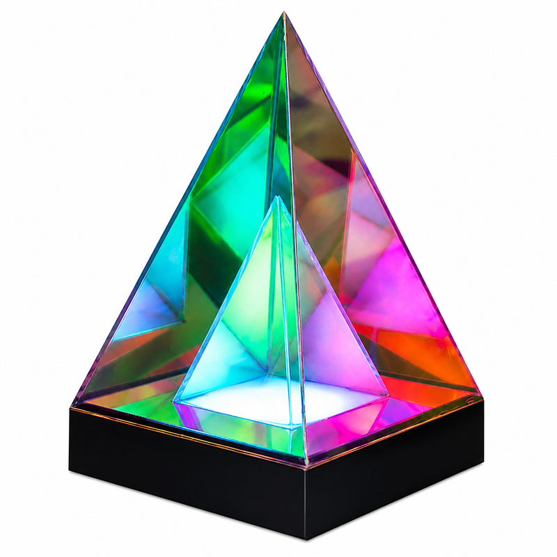 Lampa stołowa nocna Piramida LED 3D RGB na USB Nastrojowa z pilotem