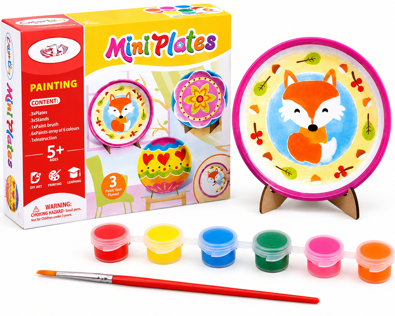 Zestaw Kreatywny Malowanie Talerzyków – Mini Plates DIY 3 szt. 5+