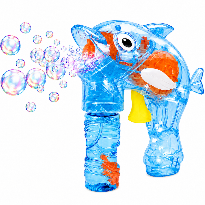 Pistolet do baniek MYDLANYCH Delfin Bubble Gun LED 2x płyn