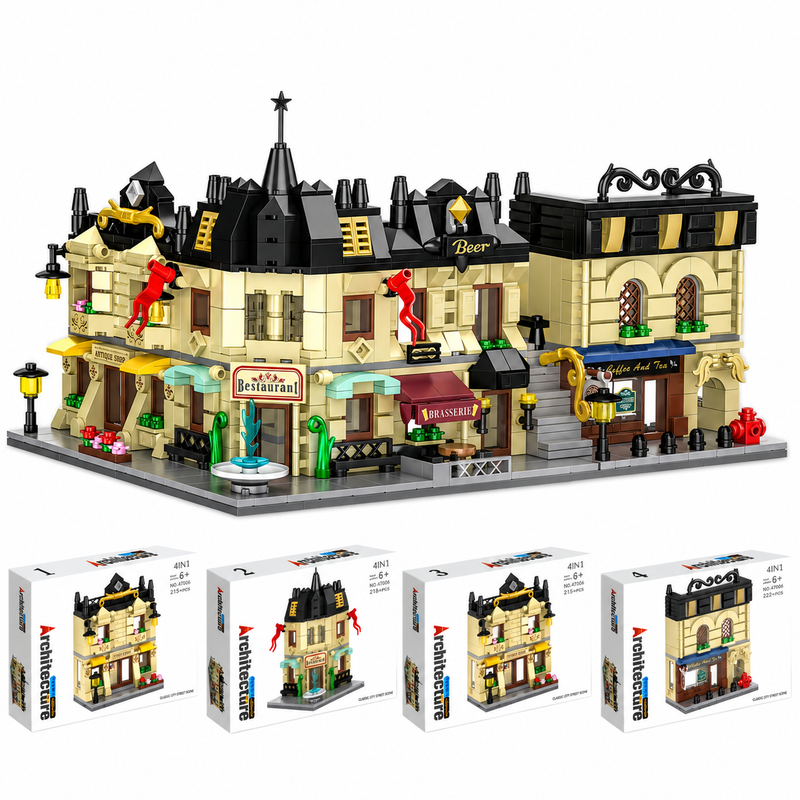 Klocki Architektura 4w1 Budynki Miejskie Zestaw Kamienice Miasto 860 el. 6+