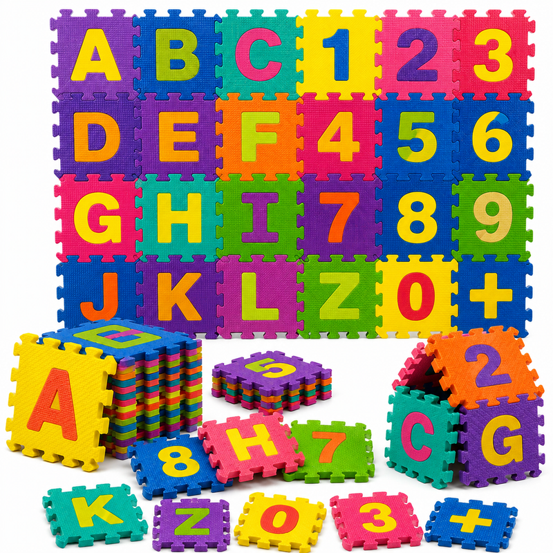 Mata Piankowa Edukacyjna Litery 36 Elementów 12x12 cm Alfabet i Cyfry