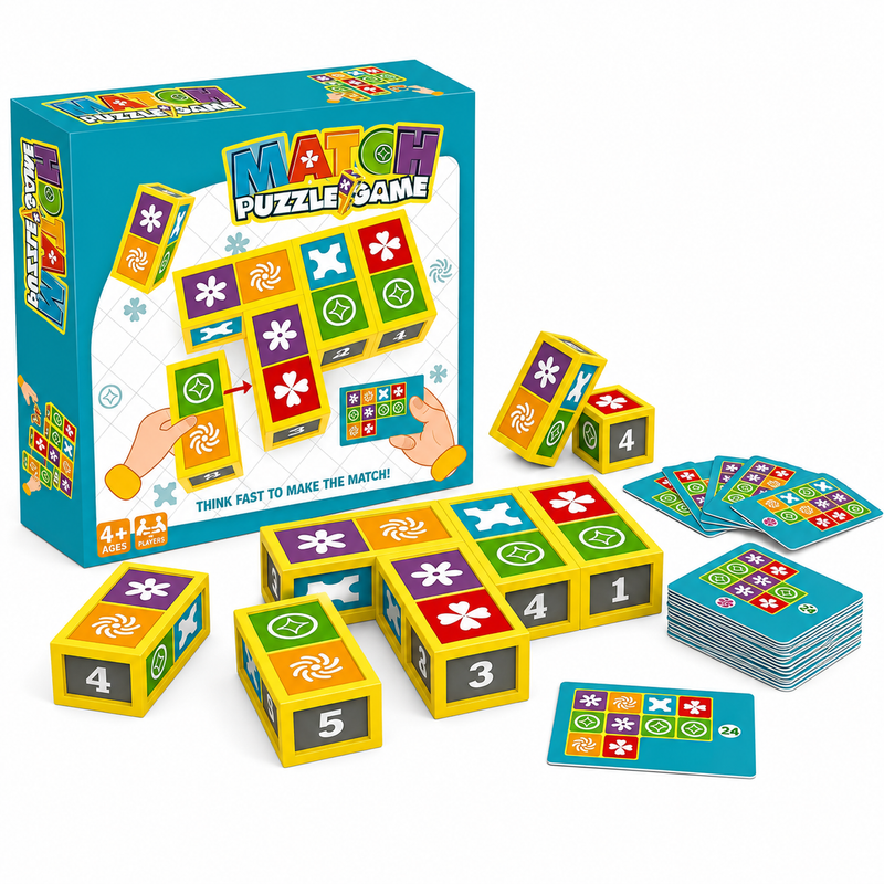 Gra logiczna Match Puzzle Game układanka 20 klocków 54 kart 2 graczy