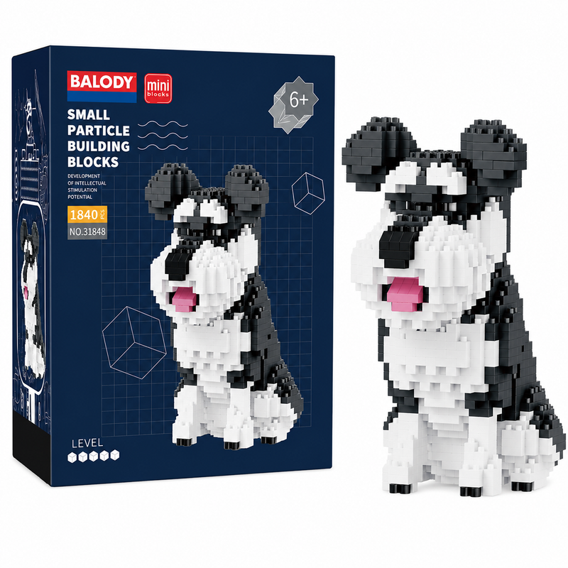 Klocki Konstrukcyjne Mikro Pies Sznaucer Figurka 3D Balody 934el.