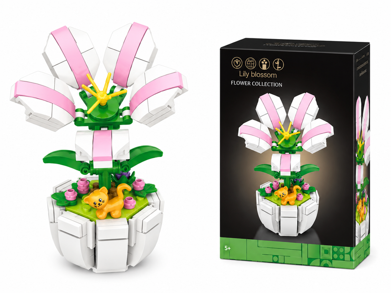 KLOCKI KWIAT LILY BLOSSOM 164 EL DIY DEKOR PREZENT MODEL 3D DOM BIURKO TOP