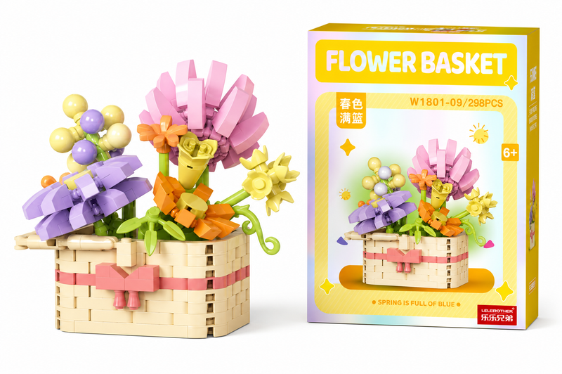 Klocki koszyk kwiatów Flower Basket 298 el prezent dekoracja model 3D 6+