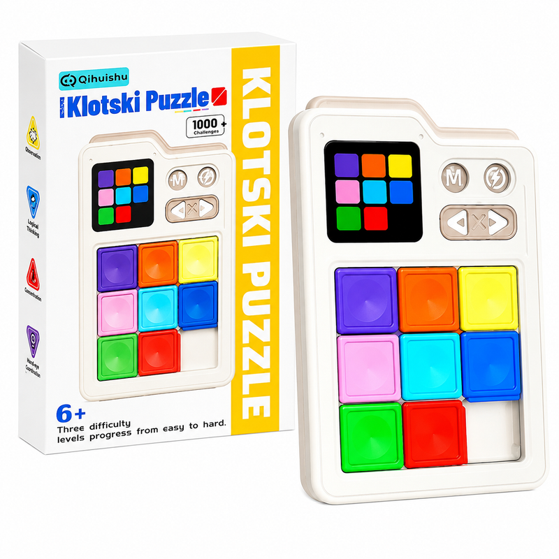 Konsola Logiczna Elektroniczna Gra Klotski 1000+ Poziomów LED Prezent 6+